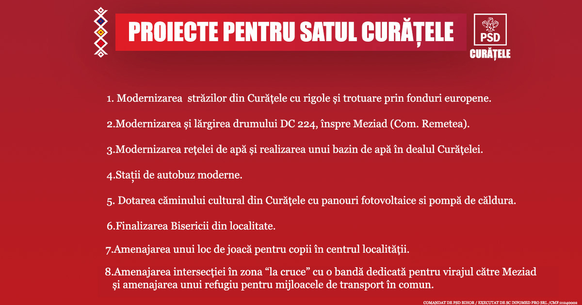 Proiecte pentru satul Curățele
